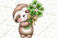 Cute St Patrick's Day Sloth Clipart PNG Lucky Animal Graphic Product Image 3