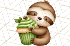 Cute St Patrick's Day Sloth Clipart PNG Lucky Animal Graphic Product Image 5