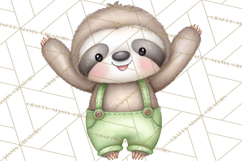 Cute St Patrick's Day Sloth Clipart PNG Lucky Animal Graphic Product Image 4