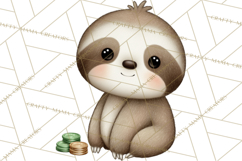 Cute St Patrick's Day Sloth Clipart PNG Lucky Animal Graphic Product Image 2