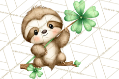 Cute St Patrick's Day Sloth Clipart PNG Lucky Animal Graphic Product Image 3