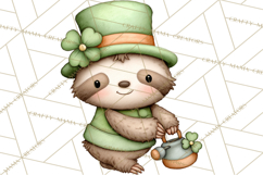 Cute St Patrick's Day Sloth Clipart PNG Lucky Animal Graphic Product Image 4