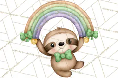 Cute St Patrick's Day Sloth Clipart PNG Lucky Animal Graphic Product Image 5