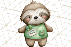Cute St Patrick's Day Sloth Clipart PNG Lucky Animal Graphic Product Image 3