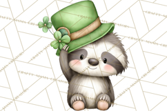 Cute St Patrick's Day Sloth Clipart PNG Lucky Animal Graphic Product Image 5