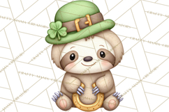 Cute St Patrick's Day Sloth Clipart PNG Lucky Animal Graphic Product Image 5