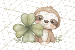Cute St Patrick's Day Sloth Clipart PNG Lucky Animal Graphic Product Image 3