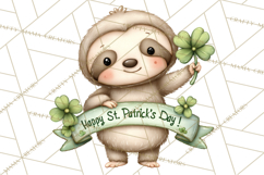 Cute St Patrick's Day Sloth Clipart PNG Lucky Animal Graphic Product Image 3