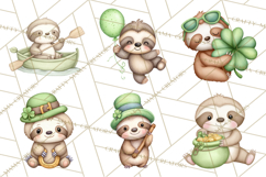 Cute St Patrick's Day Sloth Clipart PNG Lucky Animal Graphic Product Image 8