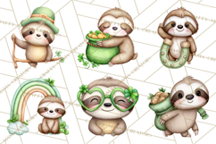 Cute St Patrick's Day Sloth Clipart PNG Lucky Animal Graphic Product Image 9
