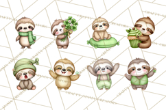 Cute St Patrick's Day Sloth Clipart PNG Lucky Animal Graphic Product Image 4