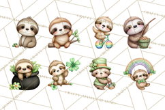 Cute St Patrick's Day Sloth Clipart PNG Lucky Animal Graphic Product Image 7