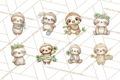 Cute St Patrick's Day Sloth Clipart PNG Lucky Animal Graphic Product Image 3