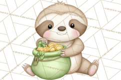 Cute St Patrick's Day Sloth Clipart PNG Lucky Animal Graphic Product Image 3
