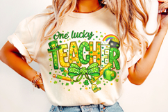 One Lucky Teacher St Patrick's Day PNG, Lucky Teacher PNG Product Image 3