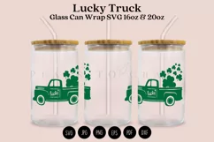 Lucky Truck clover st patricks day libbey beer glass can wrap svg presized template for 16oz and 20oz glass