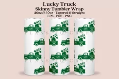 lucky truck st patricks day skinny tumbler sublimation wrap with high resolution and transparant background are for 20oz and 30oz skinny tumbler