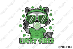 Lucky Vibes Raccoon St Patrick PNG Product Image 1