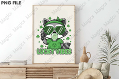 Lucky Vibes Raccoon St Patrick PNG Product Image 3