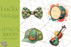 Retro St. Patrick’s Day PNG Clipart, Vintage Shamrocks Product Image 1