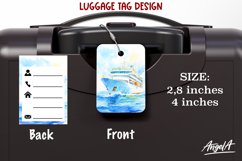 Luggage tag printable / watercolor cruise ship / bag tag png Product Image 1