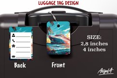 Luggage tag printable / cruise ship silhouette / travel png Product Image 1