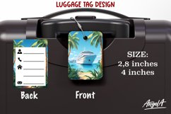 Travel luggage tags printable / cruise ship, palm tree beach Product Image 1