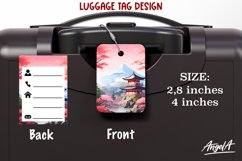 Luggage tag printable / Japanese landscape / mountain png Product Image 1