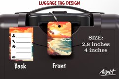 Luggage tag printable / beach palm tree, sea, sunset png Product Image 1