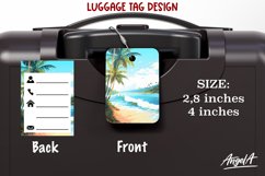 Luggage tag printable / palm beach, sea / summer travel png Product Image 1