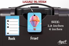 Luggage tag printable / hot air balloon sublimation cartoon Product Image 1