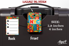 Luggage tag Sublimation USA Bag tag Colorful Label Groovy Product Image 1