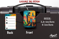 Luggage tag Sublimation Groovy Colorful Label Prague PNG Product Image 1