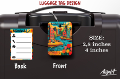 Luggage tag Sublimation Groovy Colorful Label Prague PNG Product Image 1