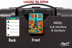 Luggage tag Sublimation Groovy Colorful Label France PNG Product Image 1