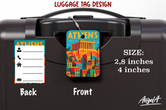 Luggage tag Athens Greece Sublimation Groovy Colorful Label Product Image 1