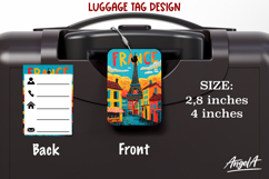 Luggage tag Sublimation Groovy Colorful Label France Eiffel Product Image 1