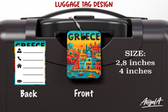 Luggage tag Sublimation Groovy Summer Travel Label Greece Product Image 1