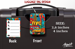 Luggage tag Sublimation Groovy Colorful Bag Label NYC PNG Product Image 1