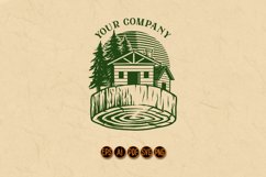 Lumber Log House Logo Vintage Wood Product Image 1