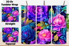 Luminous Garden Tumbler Wrap, Seamless Neon PNG, Floral