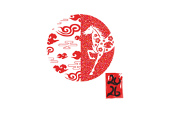 Lunar new year horse chinese zodiac and spring festival illu Product Image 1