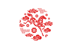 Lunar new year horse chinese zodiac sign red color concept Product Image 1