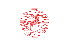 Lunar new year horse chinese zodiac sign red color design Product Image 1