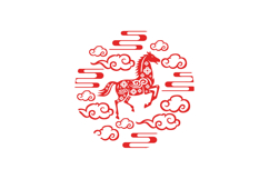 Lunar new year horse chinese zodiac sign red color design Product Image 1