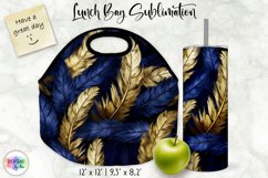 Feather Lunch Bag Sublimation | Golden Feathers Pattern Product Image 1