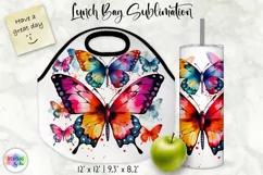 Butterfly Lunch Bag Sublimation | Watercolour Butterfly PNG Product Image 1