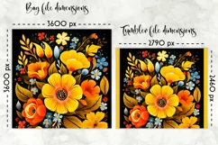 Lunch Bag Design with Folk Art Flowers | Floral Lunch Bag Product Image 2