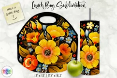 Lunch Bag Design with Folk Art Flowers | Floral Lunch Bag Product Image 1