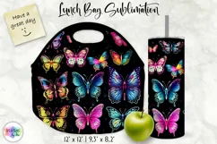 Butterfly Lunch Bag Sublimation | Watercolour Butterfly PNG Product Image 1